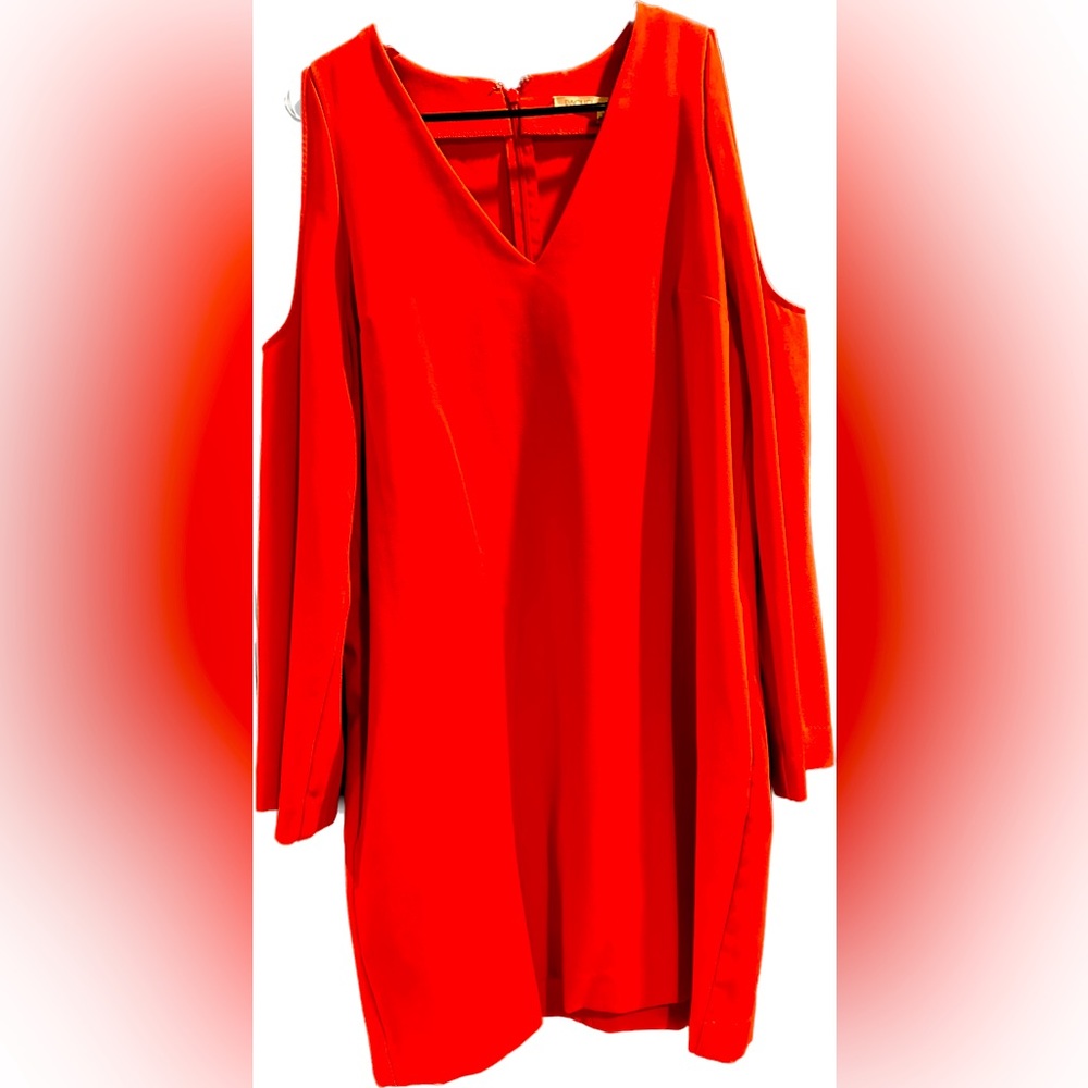 Red Long Sleeve Cold Shoulder Dress Size L Rachel Roy